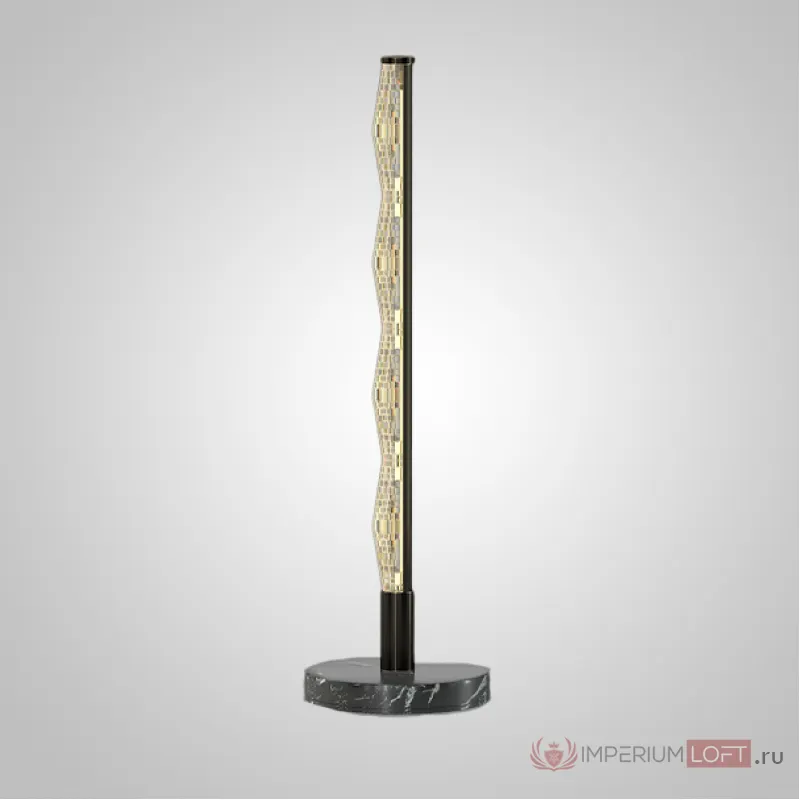 Серия настольных светодиодных светильников с рельефным зубчатым плафоном в трубчатом корпусе на основании из цельного мраморного диска CARIA TAB Black