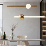 Подвесной светильник WAND HRZ L2 L50 Brass в виде горизонтальных стержней с шарами