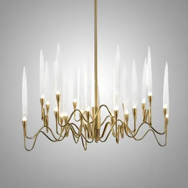 Люстра на штанге Il Pezzo 3 Round Chandelier Brass and Crystals D1000