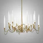 Люстра на штанге Il Pezzo 3 Round Chandelier Brass and Crystals D1200 с акриловыми плафонами