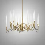 Люстра на штанге Il Pezzo 3 Round Chandelier Brass and Crystals D600 с акриловыми плафонами