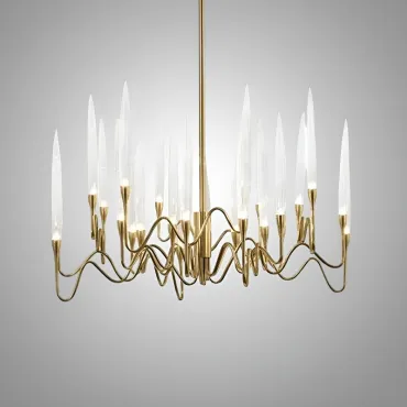 Люстра на штанге Il Pezzo 3 Round Chandelier Brass and Crystals D600