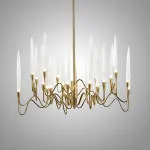 Люстра на штанге Il Pezzo 3 Round Chandelier Brass and Crystals D800 с акриловыми плафонами