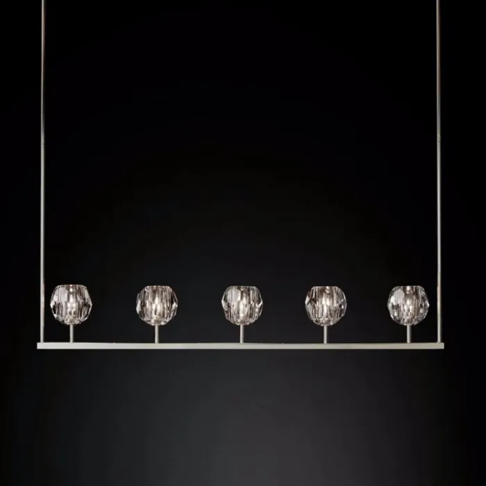 Люстра RH Boule De Cristal Linear Chandelier 5 Nickel от ImperiumLoft