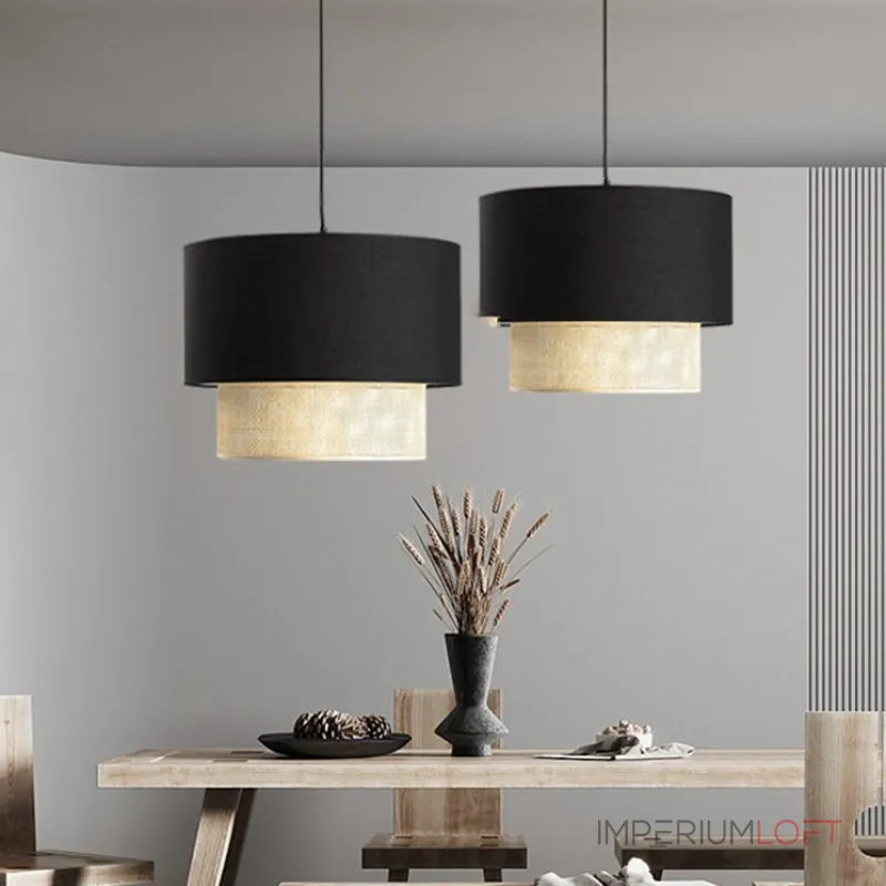 Подвесной светильник Ottar Wicker Black lampshade