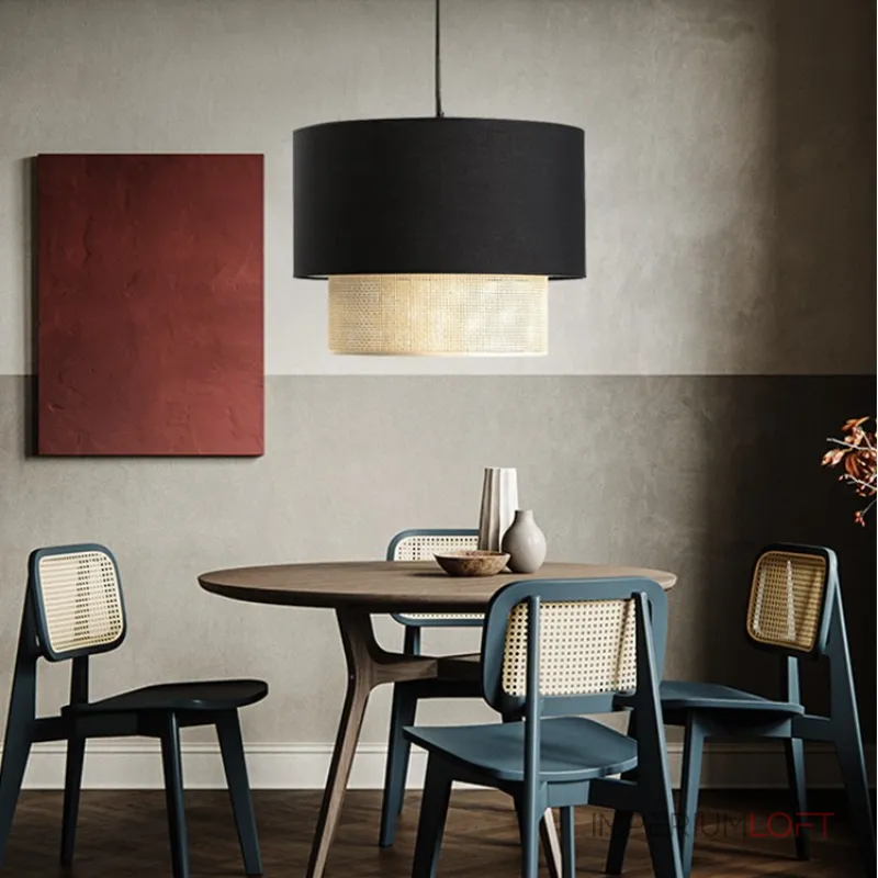 Подвесной светильник Ottar Wicker Black lampshade