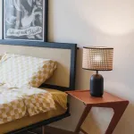 Настольная лампа с плафоном из  ротанга от ImperiumLoft