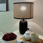 Настольная лампа с плафоном из  ротанга от ImperiumLoft