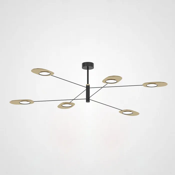 Люстра на штанге INGEL D110 6 lamps Black/Gold от ImperiumLoft