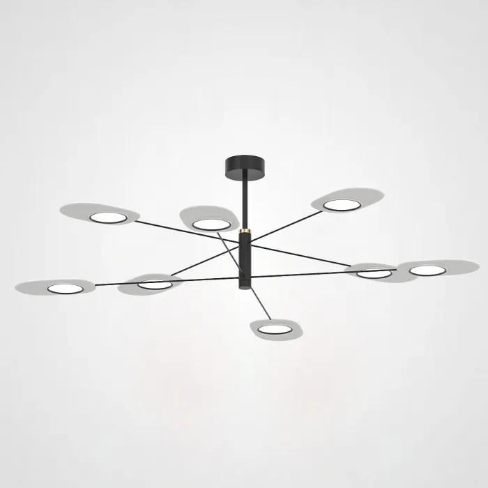Люстра на штанге INGEL D120 8 lamps Black/White от ImperiumLoft