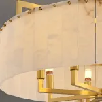 Серия люстр на лучевом каркасе с кольцевым абажуром из мраморных пластин прямоугольной формы ADINA MARBLE CH P5