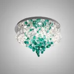 Серия потолочных люстр из подвесных элементов неправильной формы из цветного стекла на дисковом потолочном основании с точечными источниками света TIFFANI CH D60