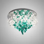 Серия потолочных люстр из подвесных элементов неправильной формы из цветного стекла на дисковом потолочном основании с точечными источниками света TIFFANI CH D80