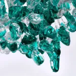 Серия потолочных люстр из подвесных элементов неправильной формы из цветного стекла на дисковом потолочном основании с точечными источниками света TIFFANI CH D60