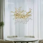 Серия люстр с подвесным декором из стеклянных капель на ветвистом каркасе люстра WATERDROPS L8 Gold