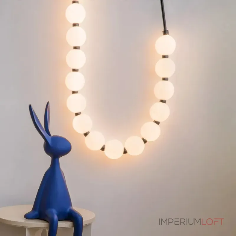 Серия настенных светодиодных светильников с белыми шарообразными плафонами на подвесном тросе Nano Orb Black