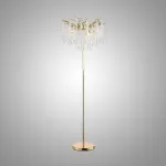 Торшер с подвесным декором из ниток хрусталя на ветвистом каркасе Snow Tree Gold