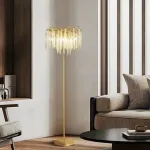 Торшер с подвесным декором из ниток хрусталя на ветвистом каркасе Snow Tree Gold