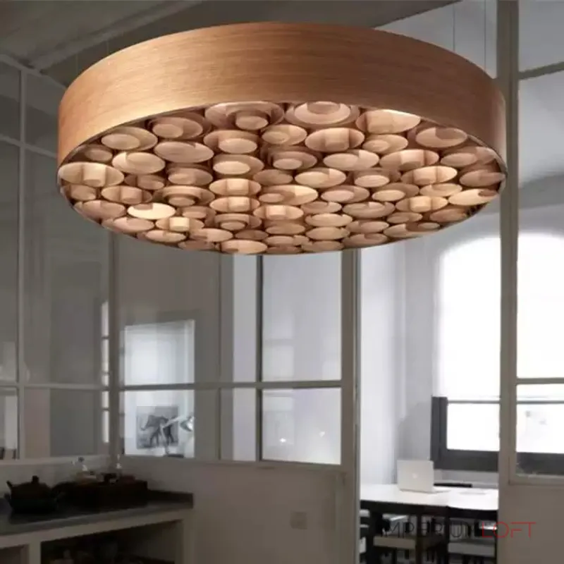 Подвесная люстра из шпона LOVOND ROUNDS D60