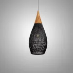 Люстра LOVOND HARMONY BLACK A D35 с плафоном из ротанга