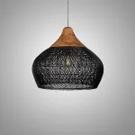 Люстра LOVOND HARMONY BLACK B D60 с плафоном из ротанга