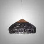 Люстра LOVOND HARMONY BLACK E D50 с плафоном из ротанга