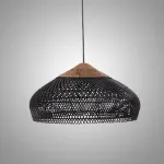 Люстра LOVOND HARMONY BLACK E D60 с плафоном из ротанга