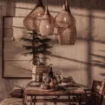 Люстра LOVOND HARMONY BROWN D35 D60 D80 с плафоном из ротанга