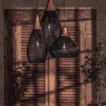 Люстра LOVOND HARMONY BLACK D35 D60 D80 с плафоном из ротанга