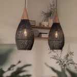 Люстра LOVOND HARMONY BLACK A D35 с плафоном из ротанга