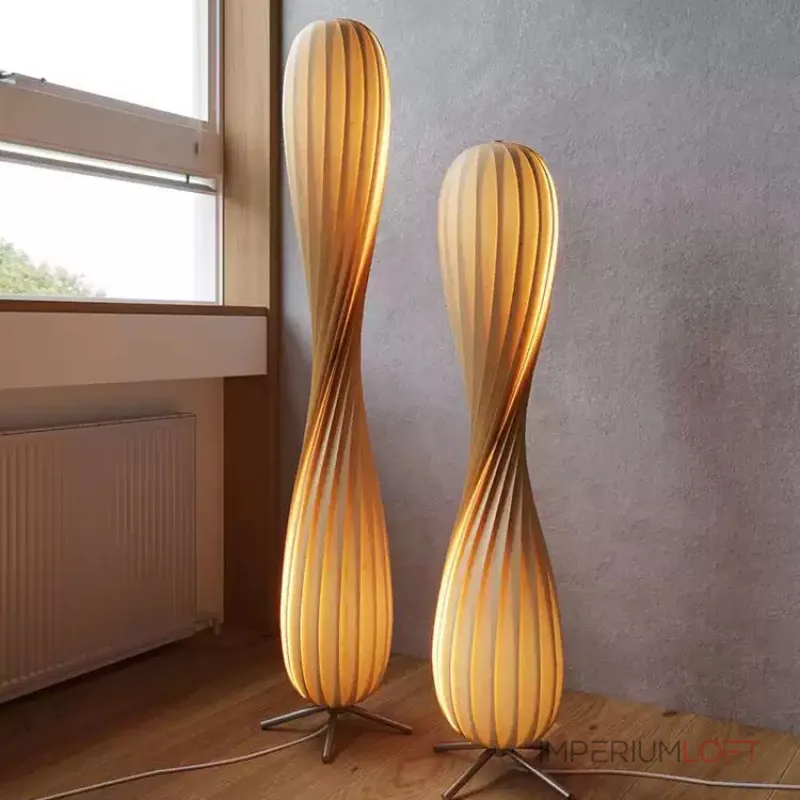 Торшер LOVOND CURVO H112 с изящным деревянным плафоном