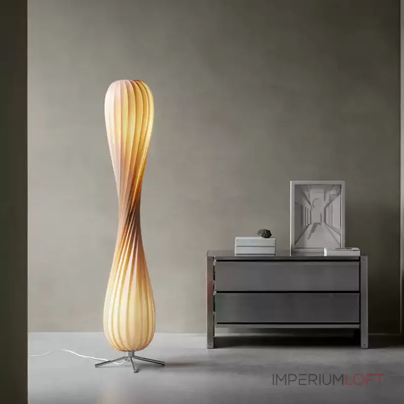 Торшер LOVOND CURVO H112 с изящным деревянным плафоном
