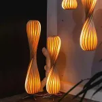 Торшер LOVOND CURVO H112 с изящным деревянным плафоном