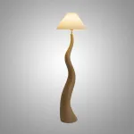 Торшер LOVOND CURVEWOOD Brown 3000K с текстильным плафоном