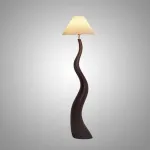 Торшер LOVOND CURVEWOOD Dark Brown 3000K с текстильным плафоном