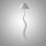 Торшер LOVOND CURVEWOOD White 3000K с текстильным плафоном