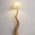 Торшер LOVOND CURVEWOOD Brown 3000K с текстильным плафоном