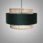 Люстра LOVOND VEIL B  с плафоном из ротанга и бархата