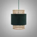 Люстра LOVOND VEIL C с плафоном из ротанга и бархата