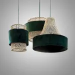 Люстра LOVOND VEIL 3шт с плафоном из ротанга и бархата