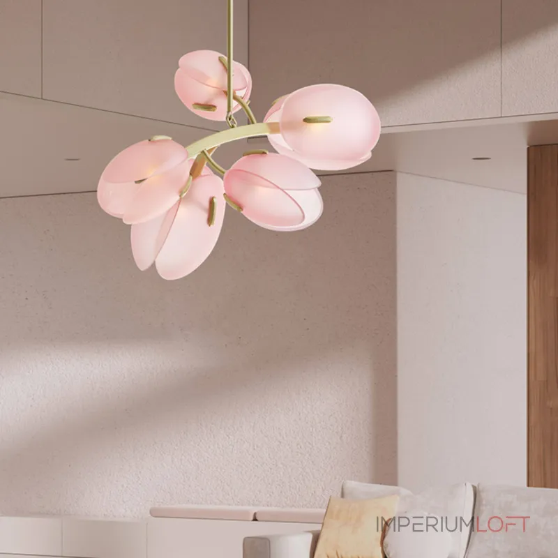 Люстра LOVOND LILIA P5 Pink с цветочными плафонами