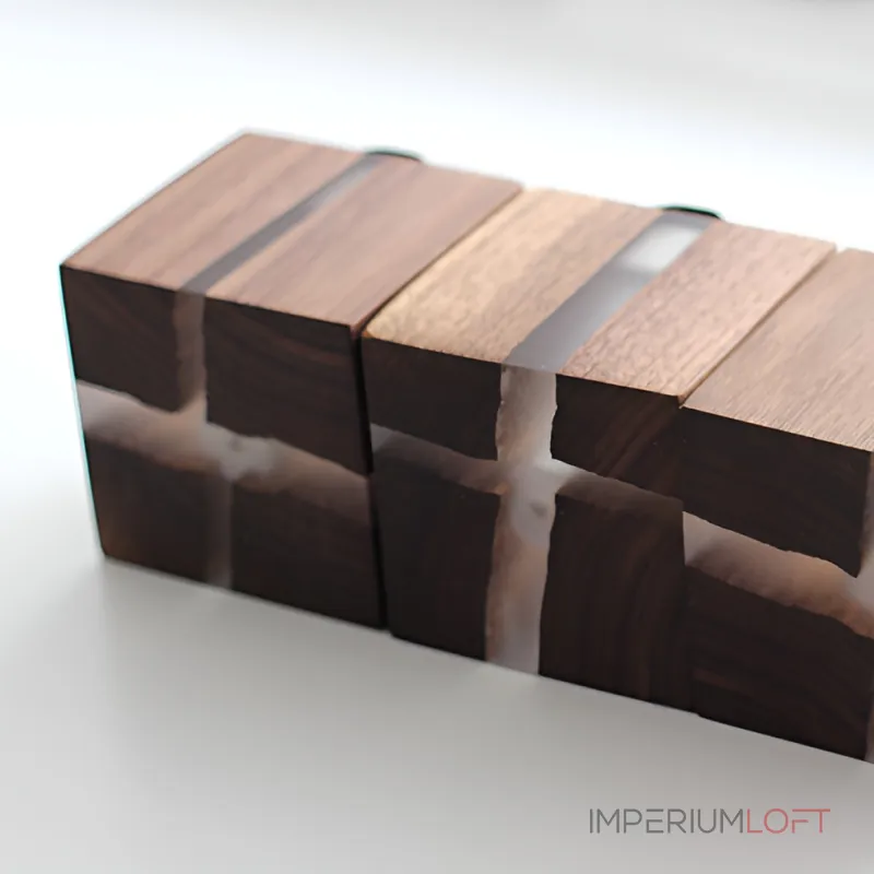 Настенный светильник KONOHA CUBE A Dark Brown с выключателем и вставками из смолы