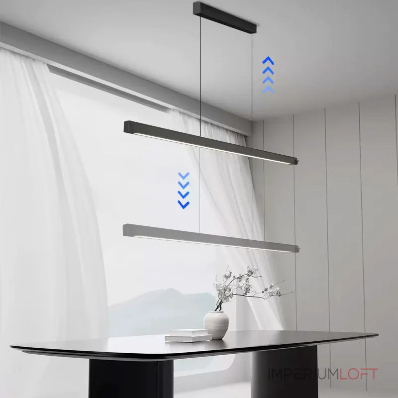 Подвесной светильник LANHU LONG Black L120 с лифтом лаконичного дизайна 