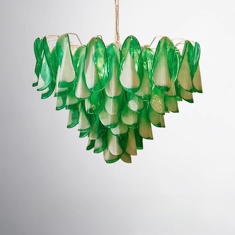 Люстра Veiled Light Green D55 со стеклянными лепестками