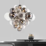 Люстра Magic Molecule D60 со стеклянным плафонами разной фактуры