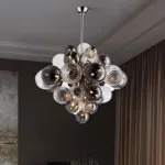 Люстра Magic Molecule D80 со стеклянным плафонами разной фактуры