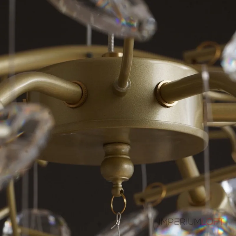 Подвесная люстра JASNA D120 с золотыми ветвями и стеклянными листьями