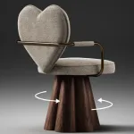 Интерьерное поворотное кожаное кресло Yulu Heart с оригинальной спинкой от LaLume