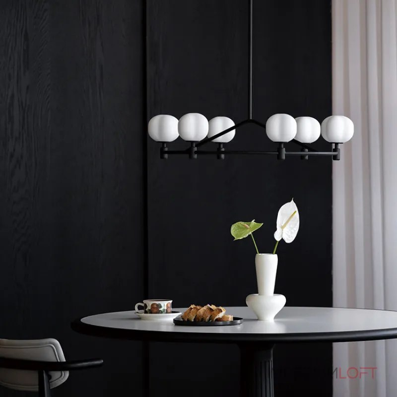 Люстра на штанге Ring Cotton Black со стеклянными плафонами от Vinsa