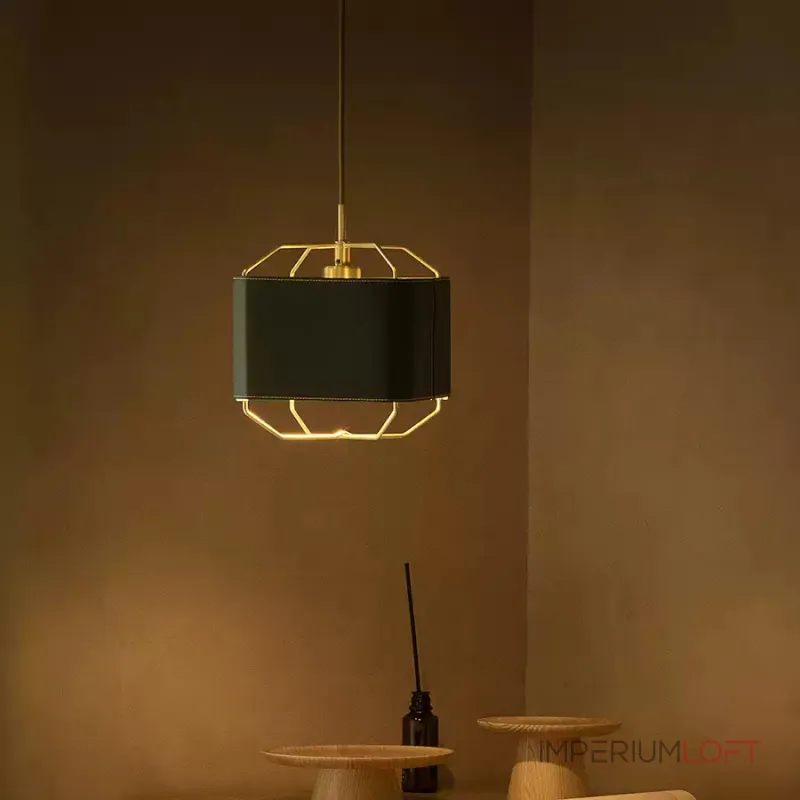 Подвесной светильник Ziilamp Skin Green с кожаным плафоном от Vinsa